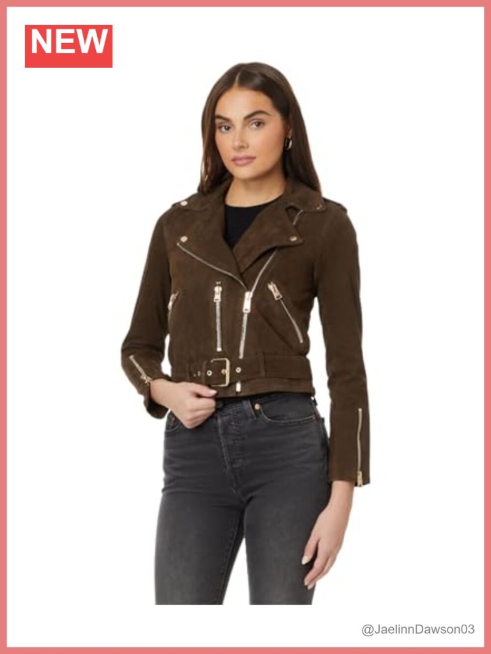 Suede Biker Jacket Leather Cropped Moto Coat Fitted Fall Outerwear